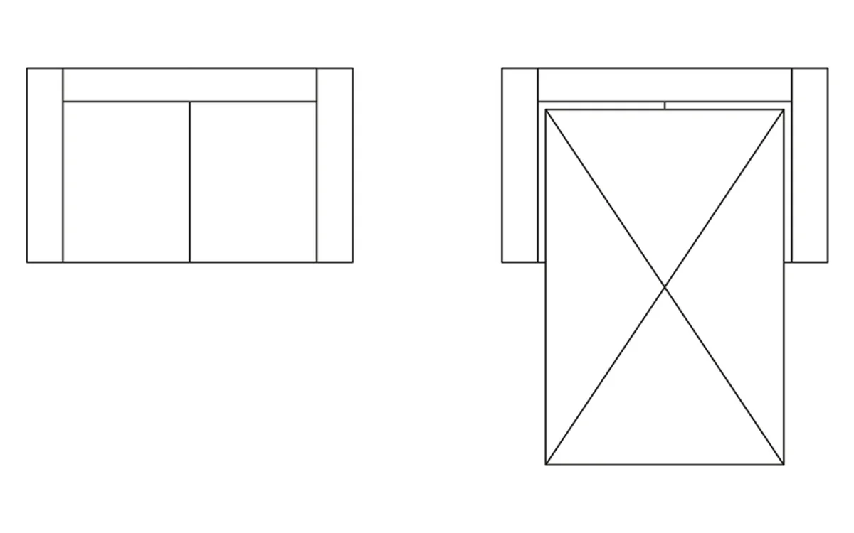 Tegning set ovenfra af Bäddsoffa 160 cm, 2 dynor, avtagbar klädsel