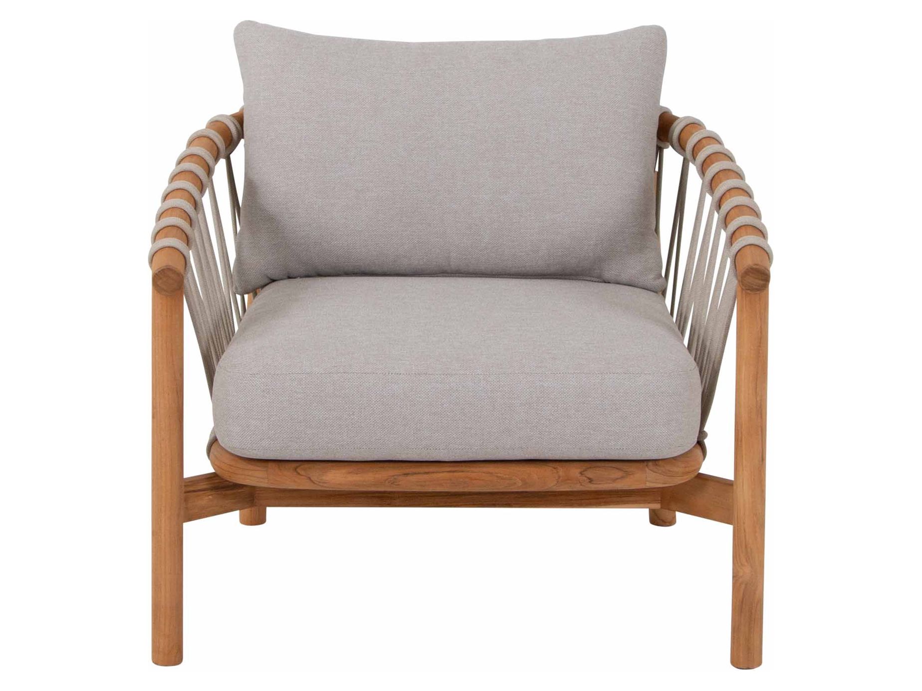 Alva soffgrupp Teak med beige dyna 3-sitssoffa, 2 st fåtöljer & bord 110x60 cm